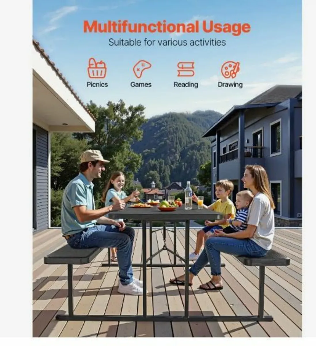 Picnic Table Foldable Steel Camping - Image 4