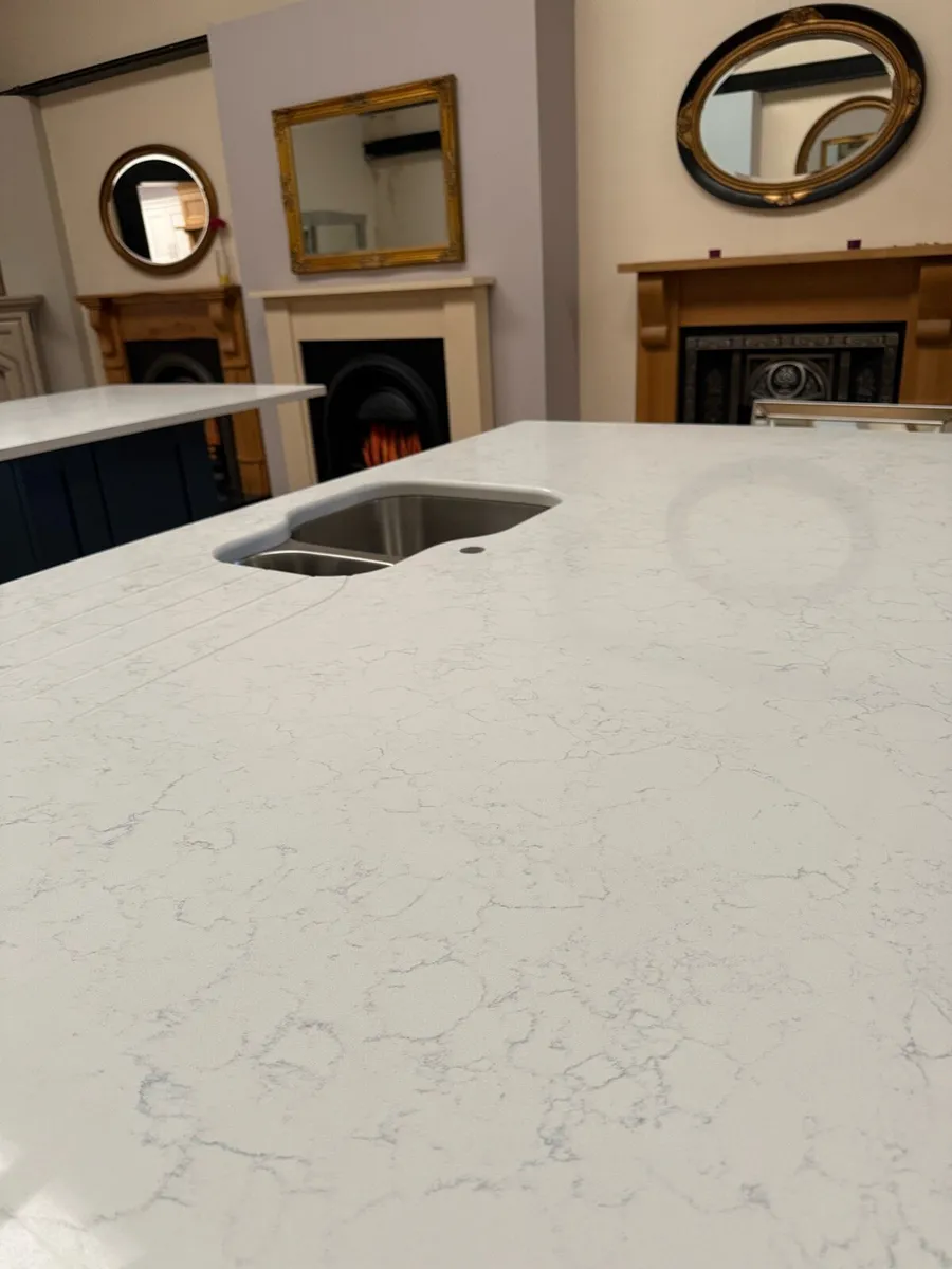 Sage Green Kitchen Island with Carrara Quarts Sink - Image 3