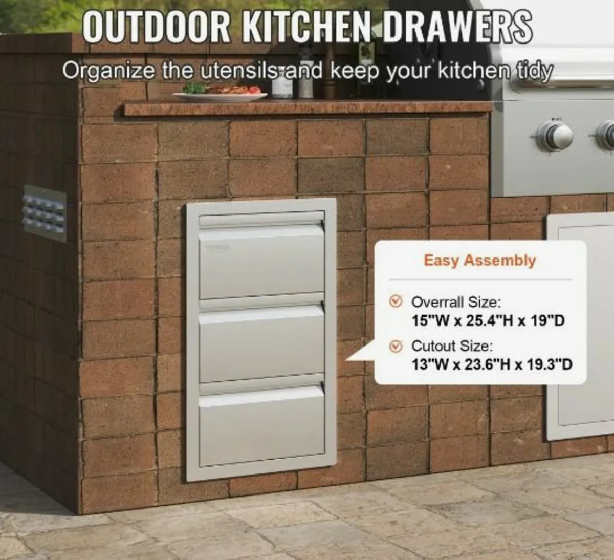 Stainless Steel Triple Access Drawer - Image 2