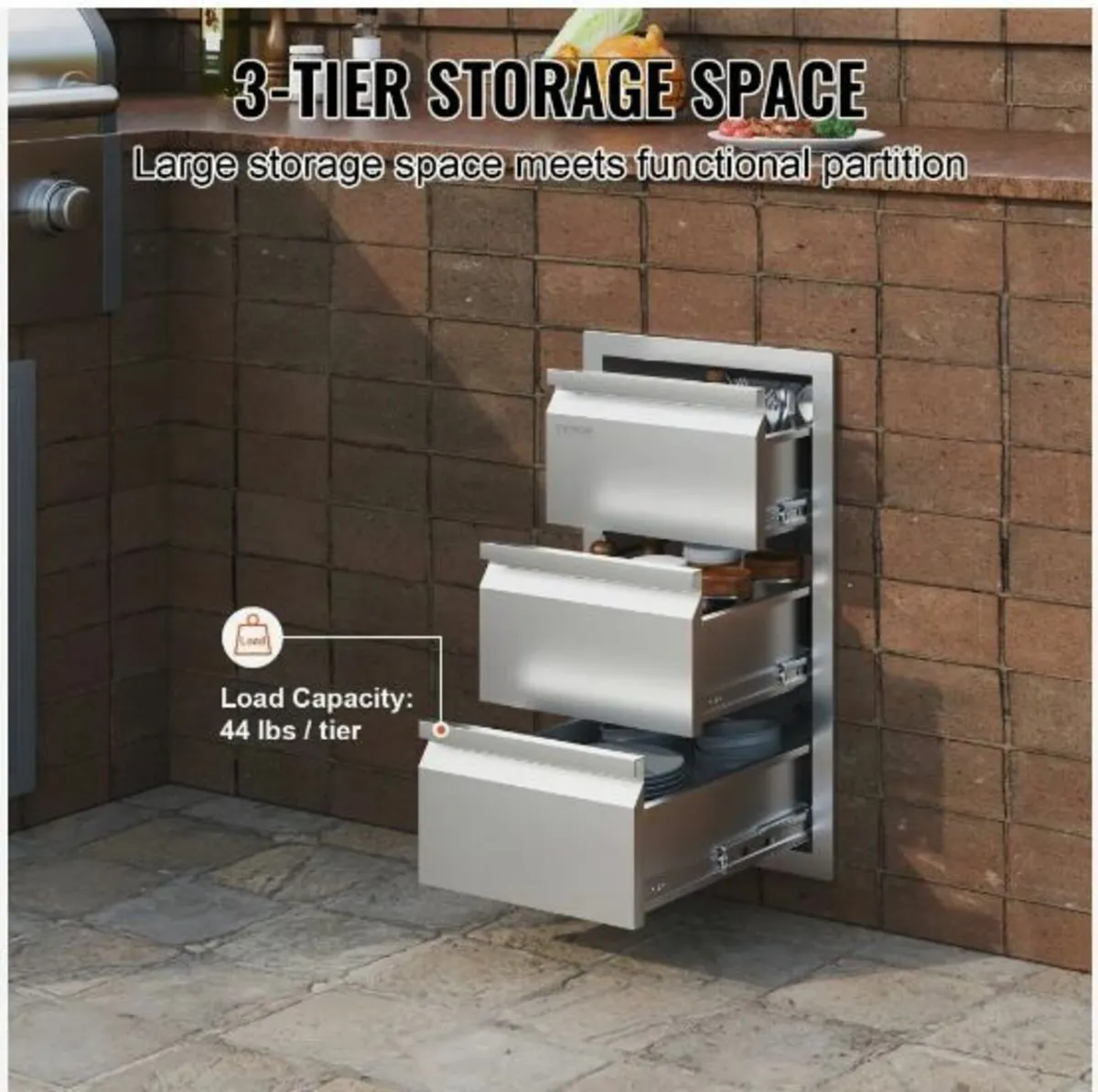 Stainless Steel Triple Access Drawer - Image 3