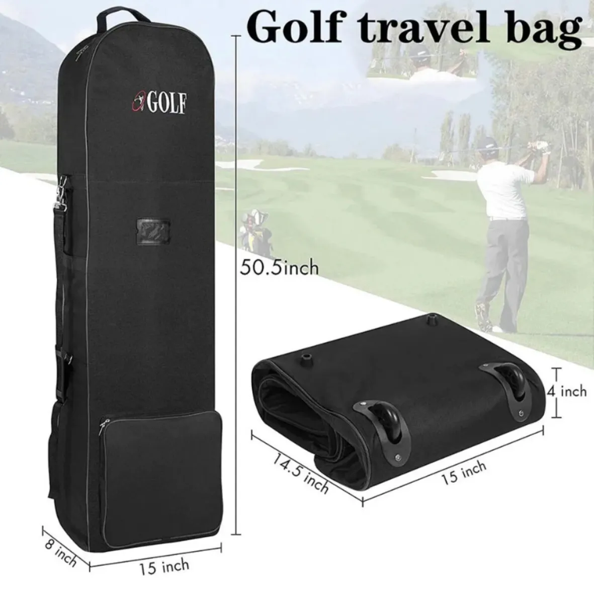 NEW Foldable Golf Travel Bag with Wheels - Image 1