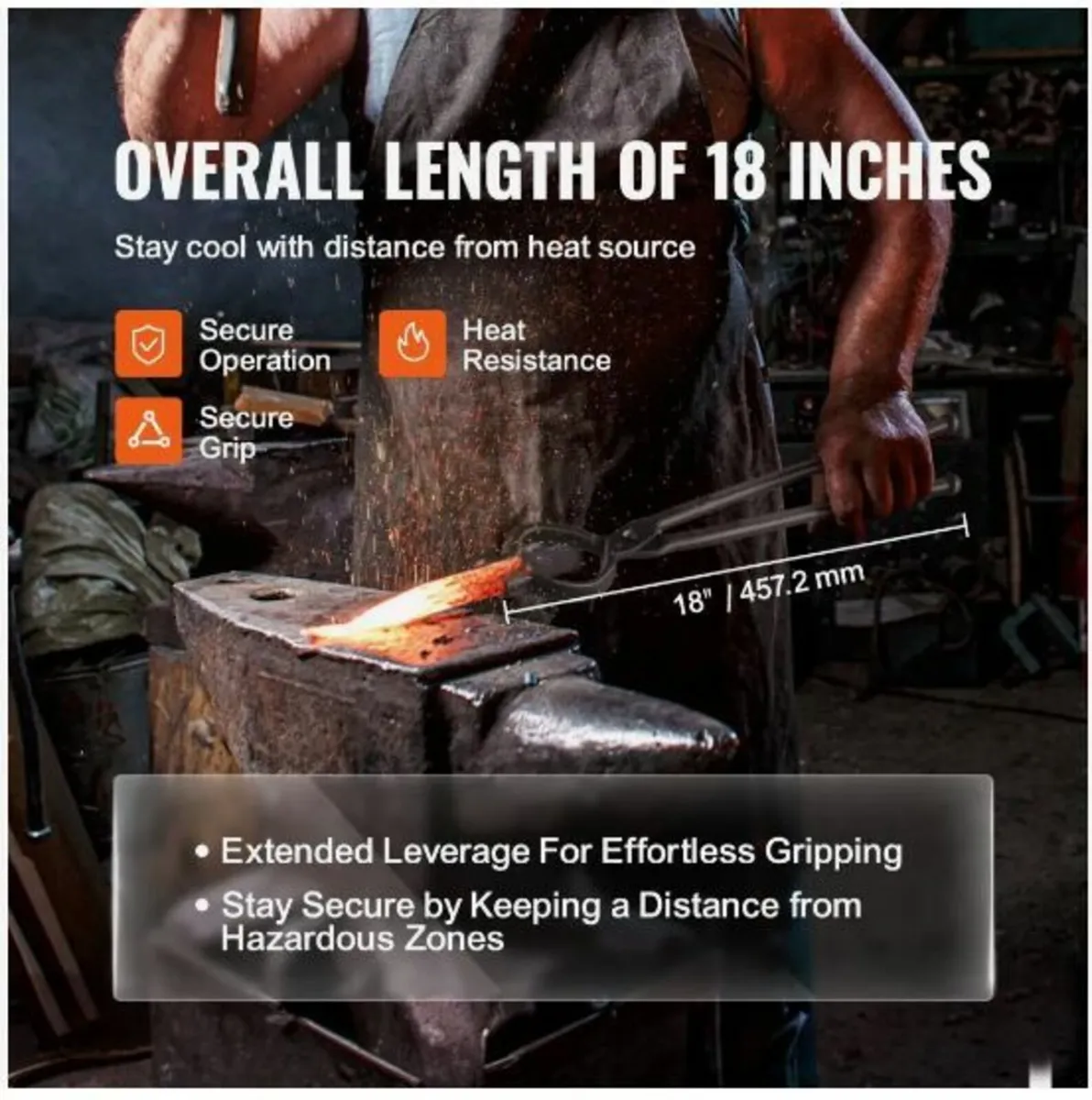 Blacksmith Tongs, 45.7 cm 4 PCS - Image 3