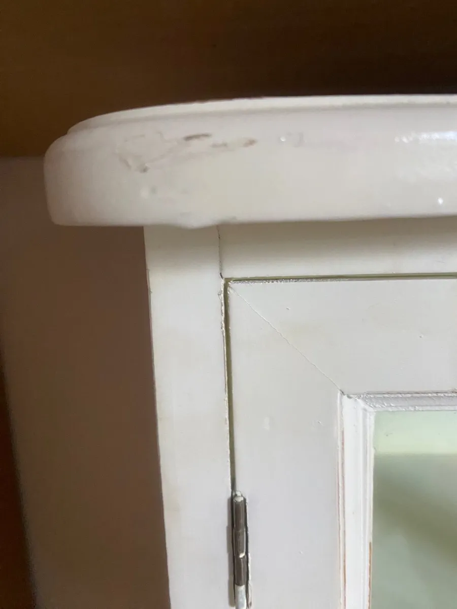 •Birch-White Glass-Door Cabinet with 2 Drawers • - Image 3