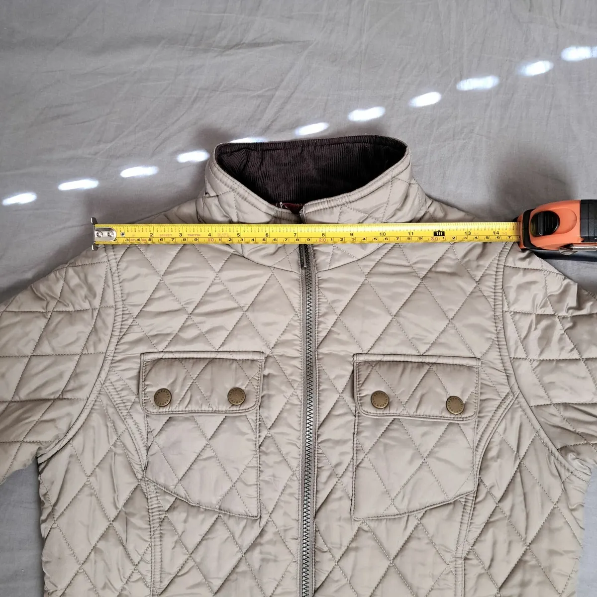 Barbour Grey Taupe Quilted Jacket 12UK - Image 3