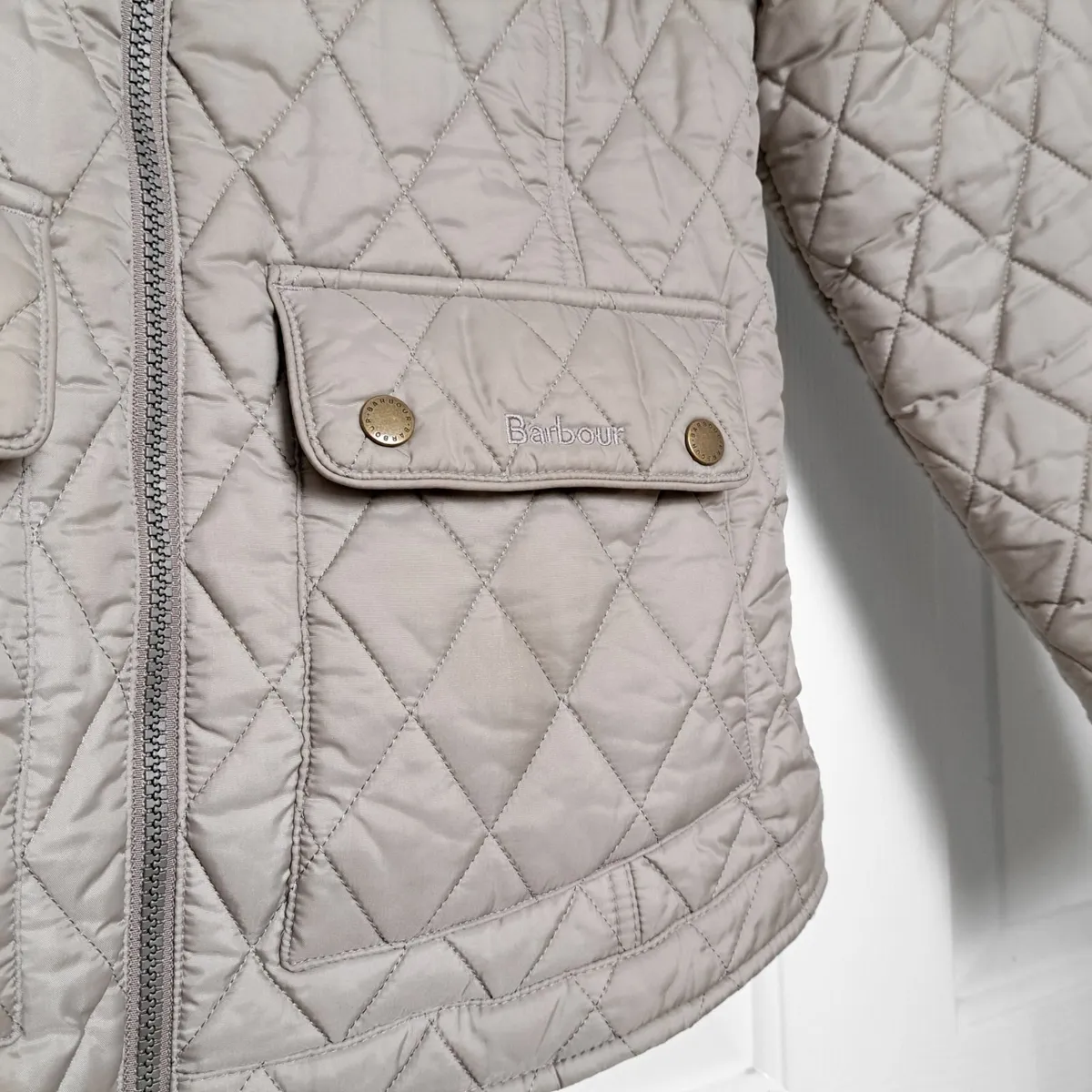 Barbour Grey Taupe Quilted Jacket 12UK - Image 4