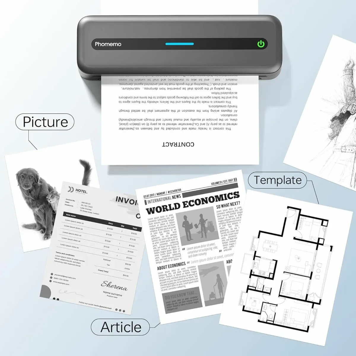 Printer Compact Portable A4 Thermal Bluetooth Mobi - Image 3