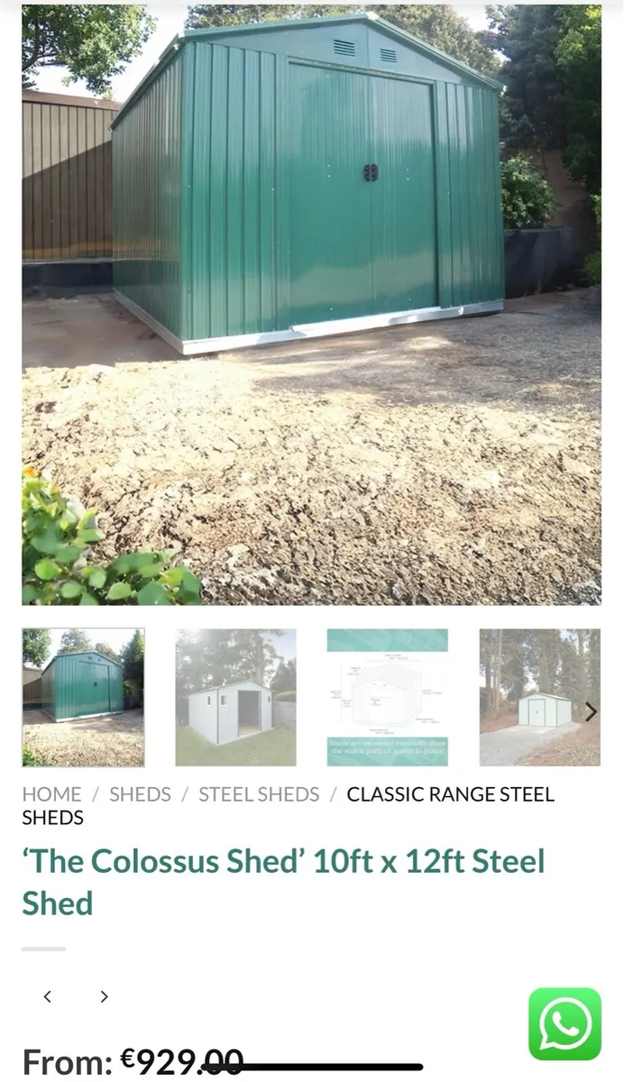 10x12 feet Steel shed. Like new condition - Image 2