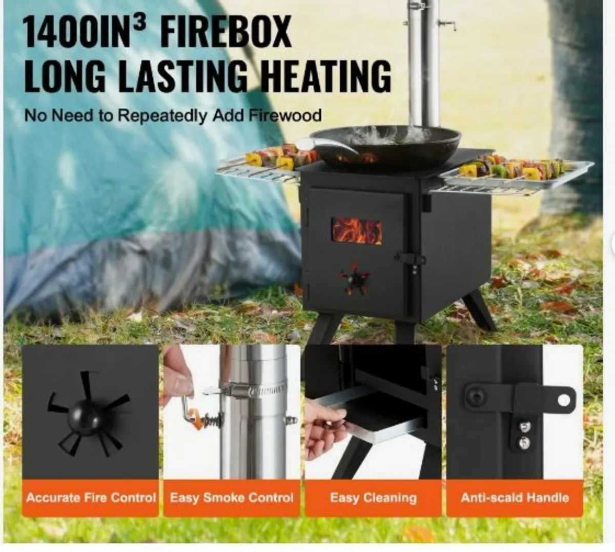 Wood Stove, 218.4 cm, Alloy Steel - Image 2