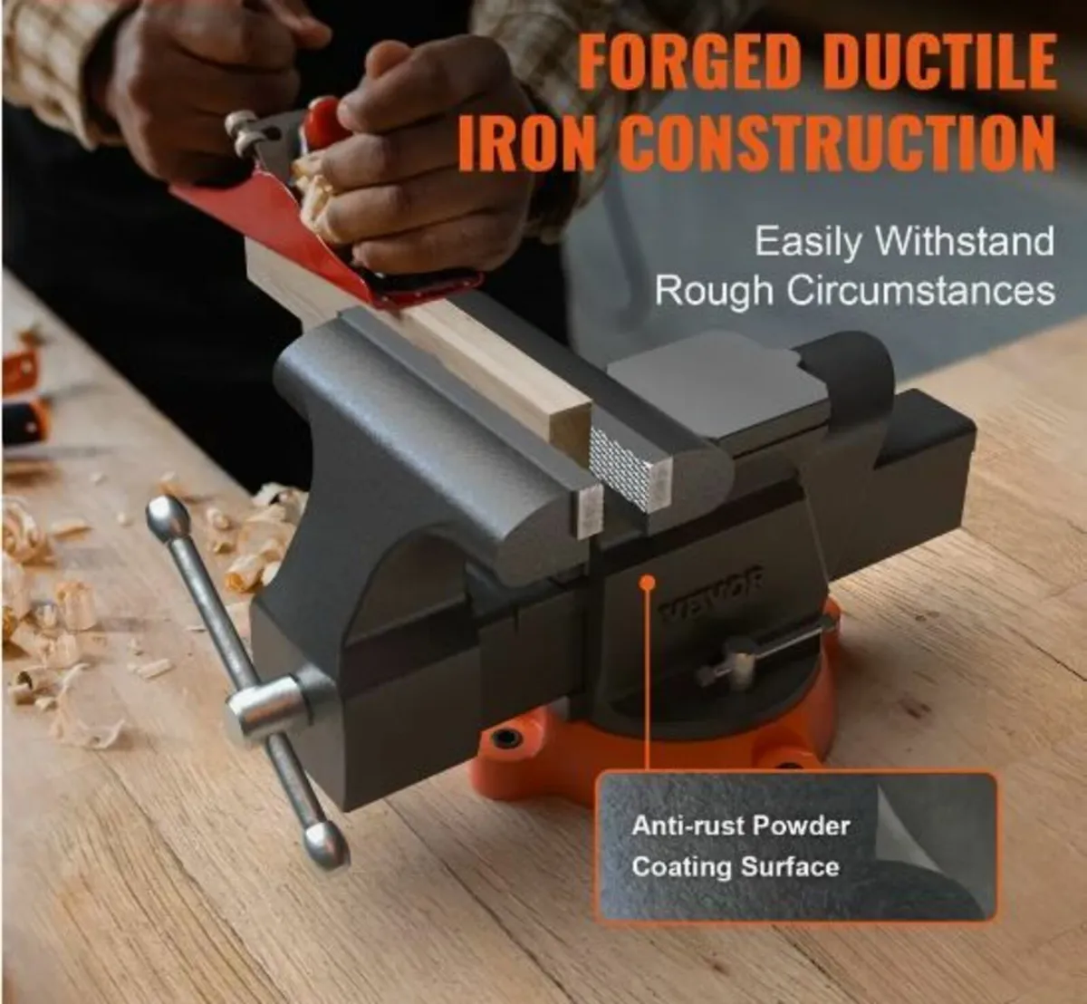 15.2 cm Bench Vise w/ Anvil 360° Swivel - Image 2
