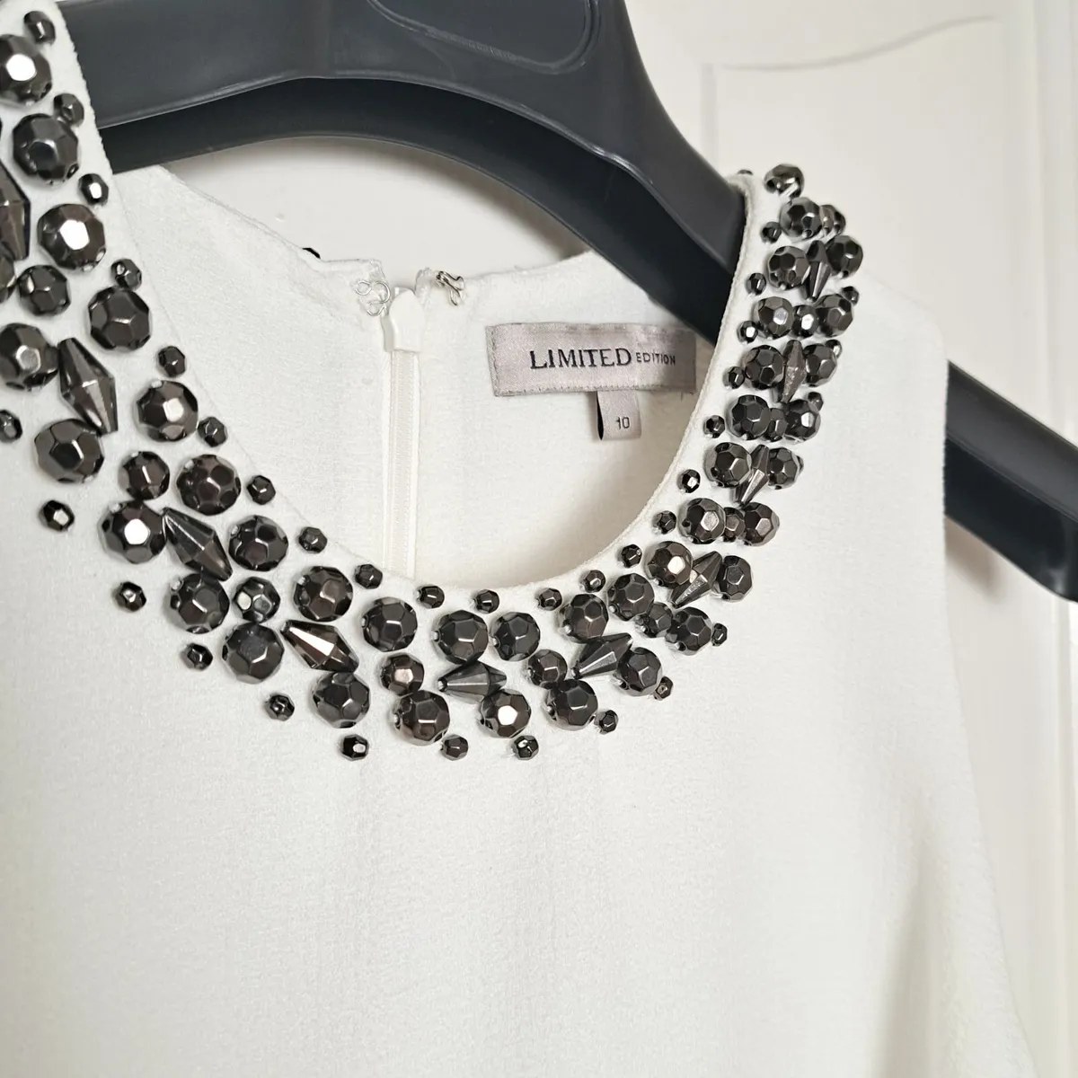 Marks & Spencer Embellished Neck White Dress 10UK - Image 4