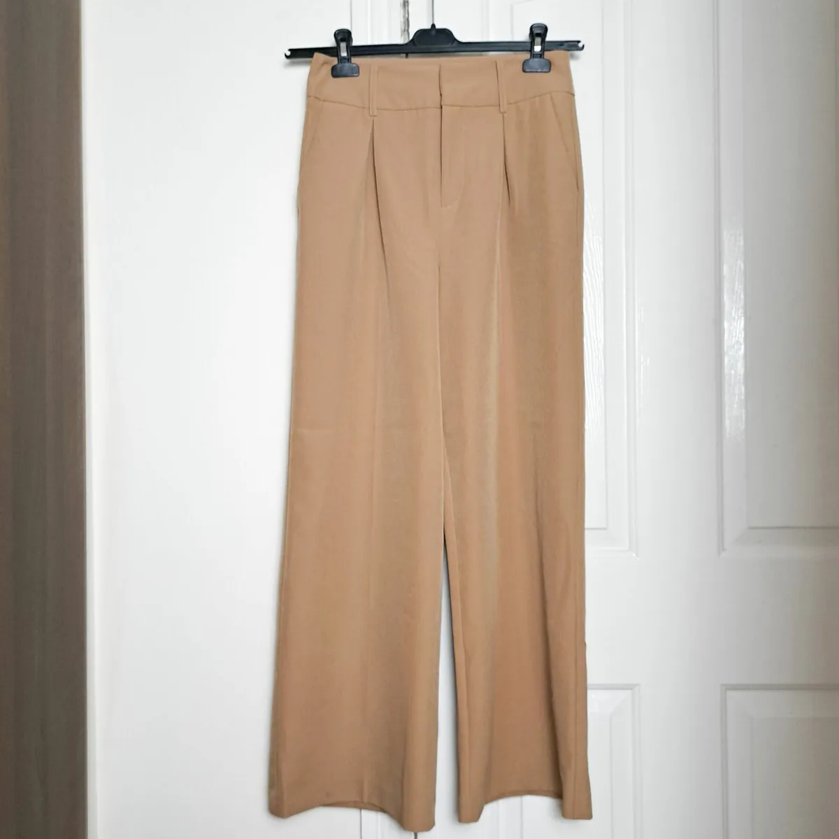 Ichi Beige Brown High Waist Straight Trousers 8UK - Image 1