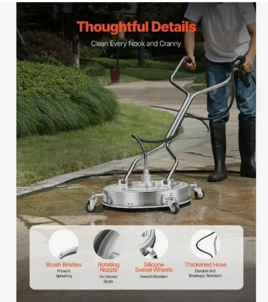 20" Pressure Washer Surface Cleaner 4 Wheels - Image 4