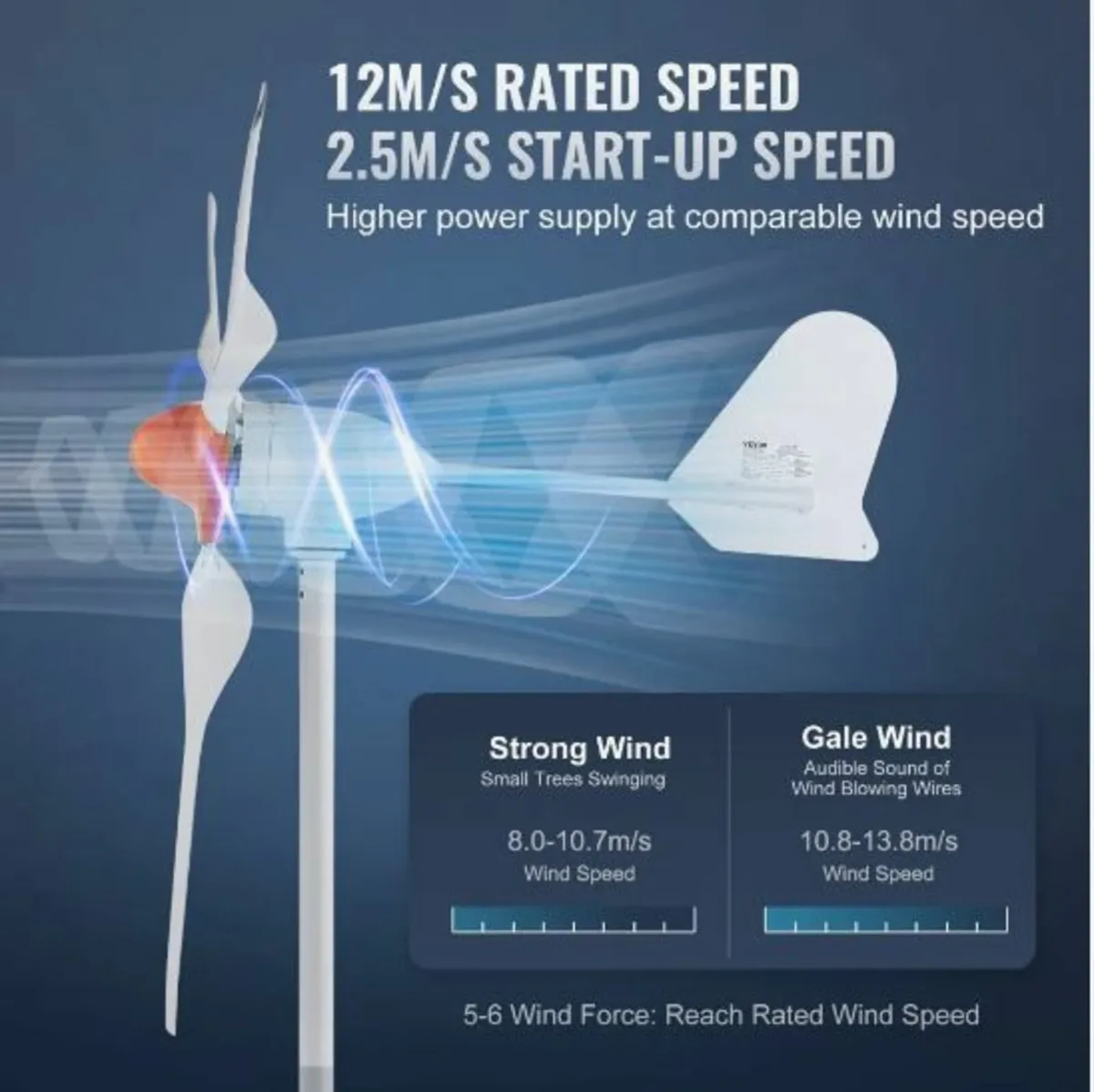800W Wind Turbine Generator 12V 3-Blade - Image 3