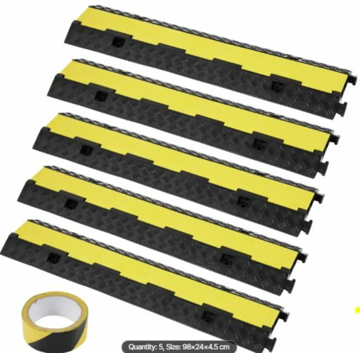 5 PCs Rubber Cable Protector Ramp 98x24x4.5 cm, - Image 1