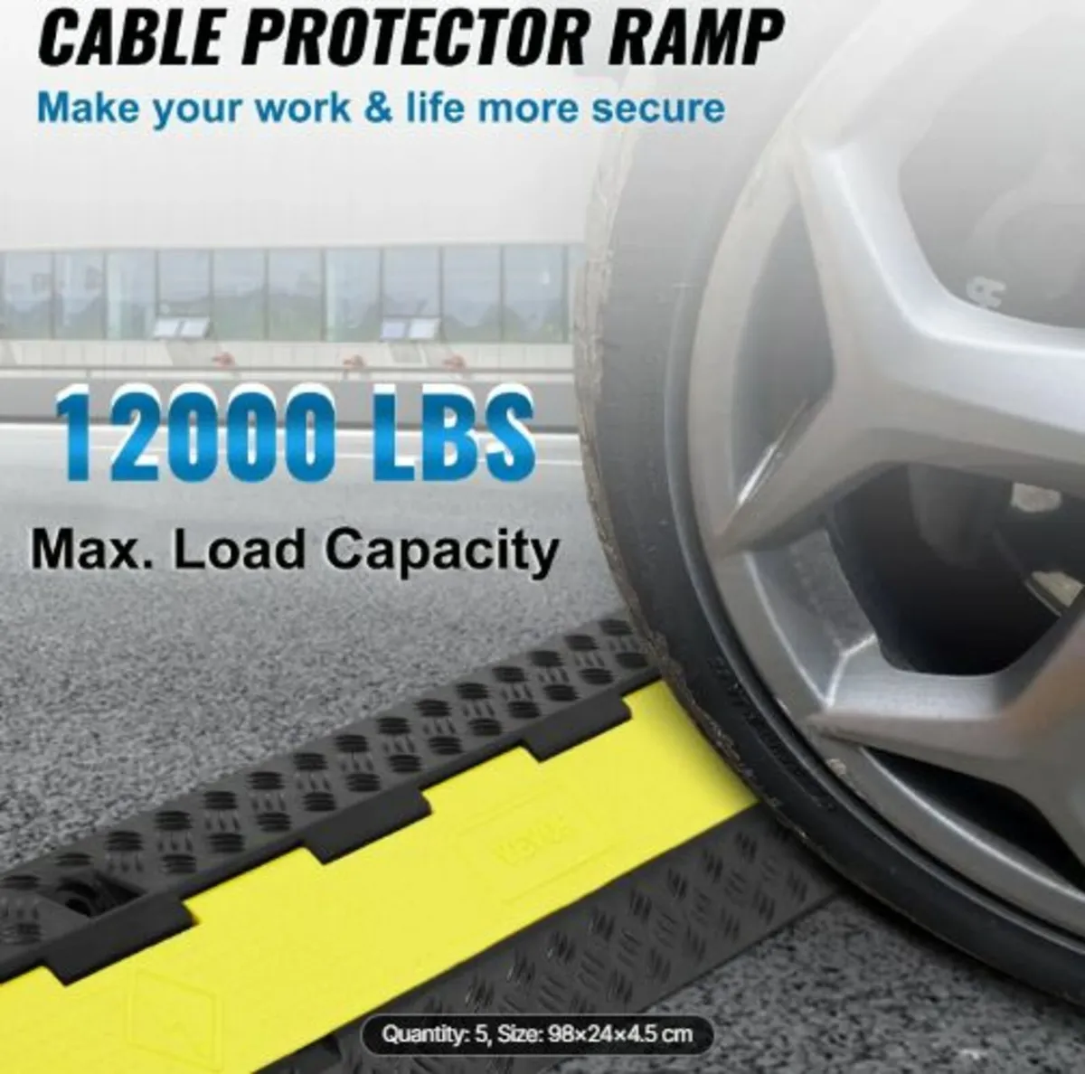 5 PCs Rubber Cable Protector Ramp 98x24x4.5 cm, - Image 2