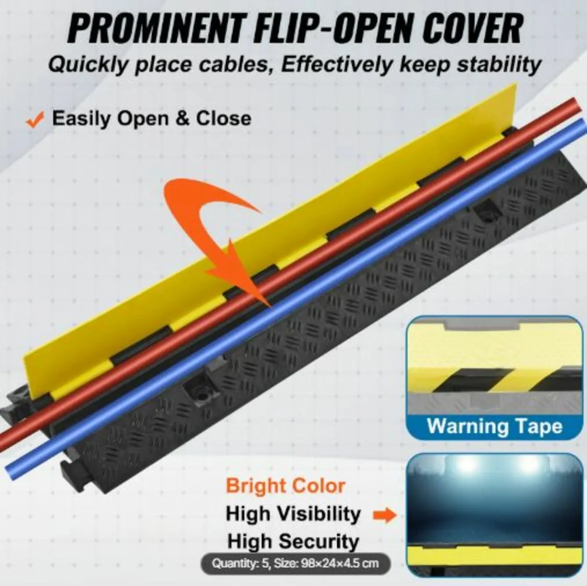 5 PCs Rubber Cable Protector Ramp 98x24x4.5 cm, - Image 4