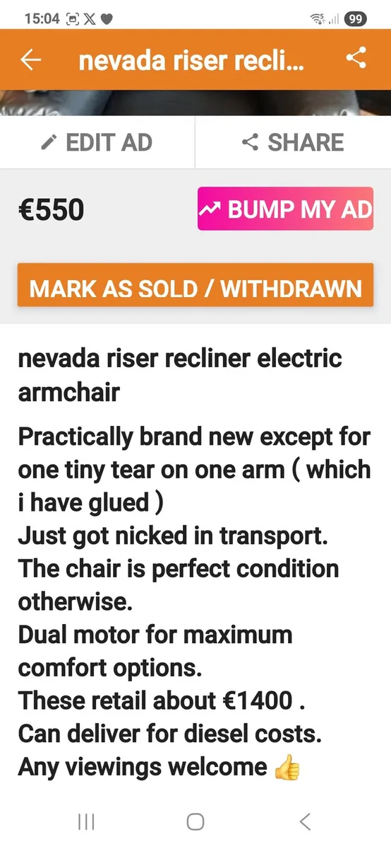 Nevada riser recliner electric armchair - Image 2