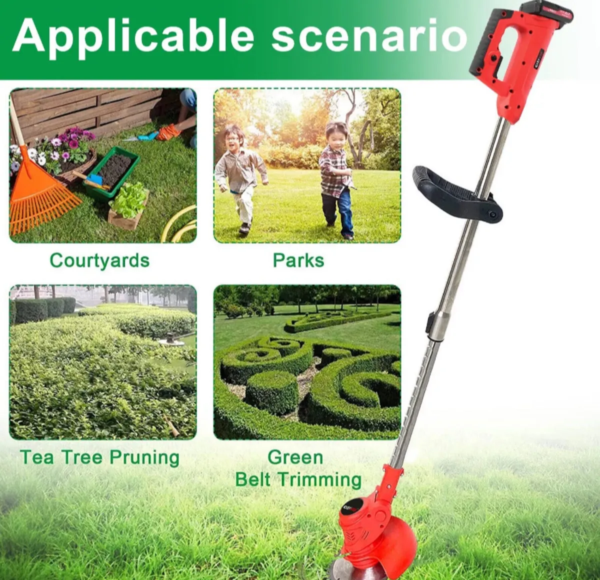 21V Cordless Strimmer Grass Trimmer 2Batteries NEW - Image 2