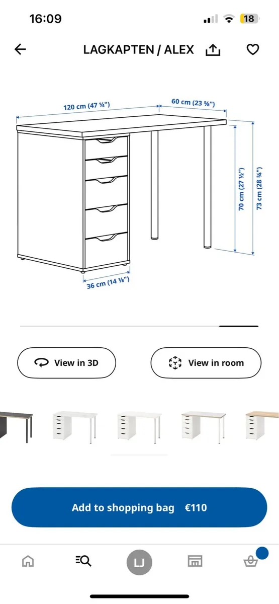 IKEA desk with Alex drawers - Image 3