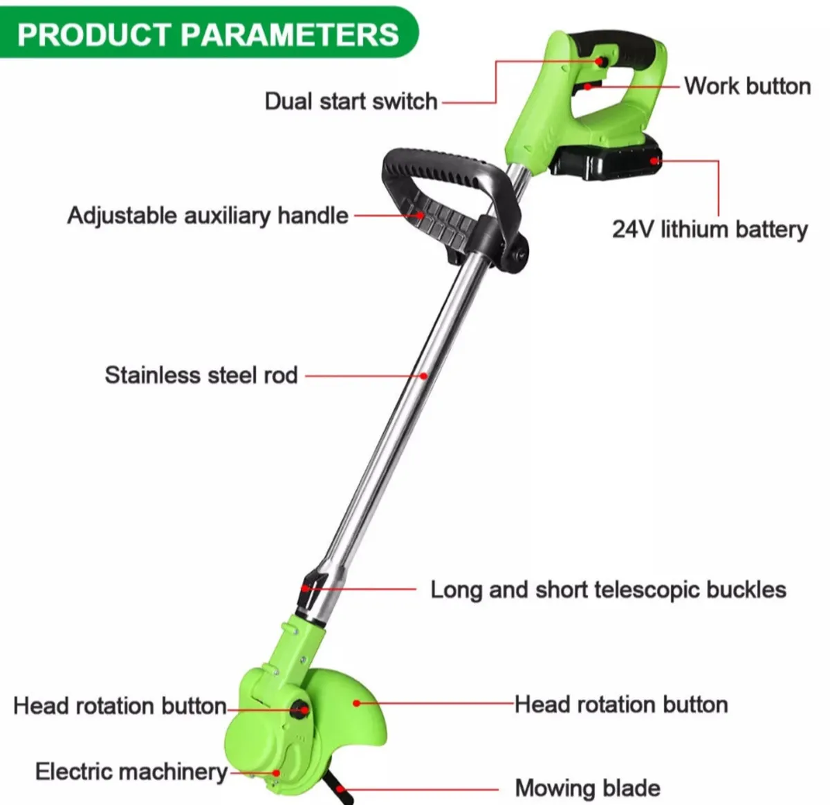 NEW Cordless Strimmer Grass Trimmer 2 Batteries - Image 4