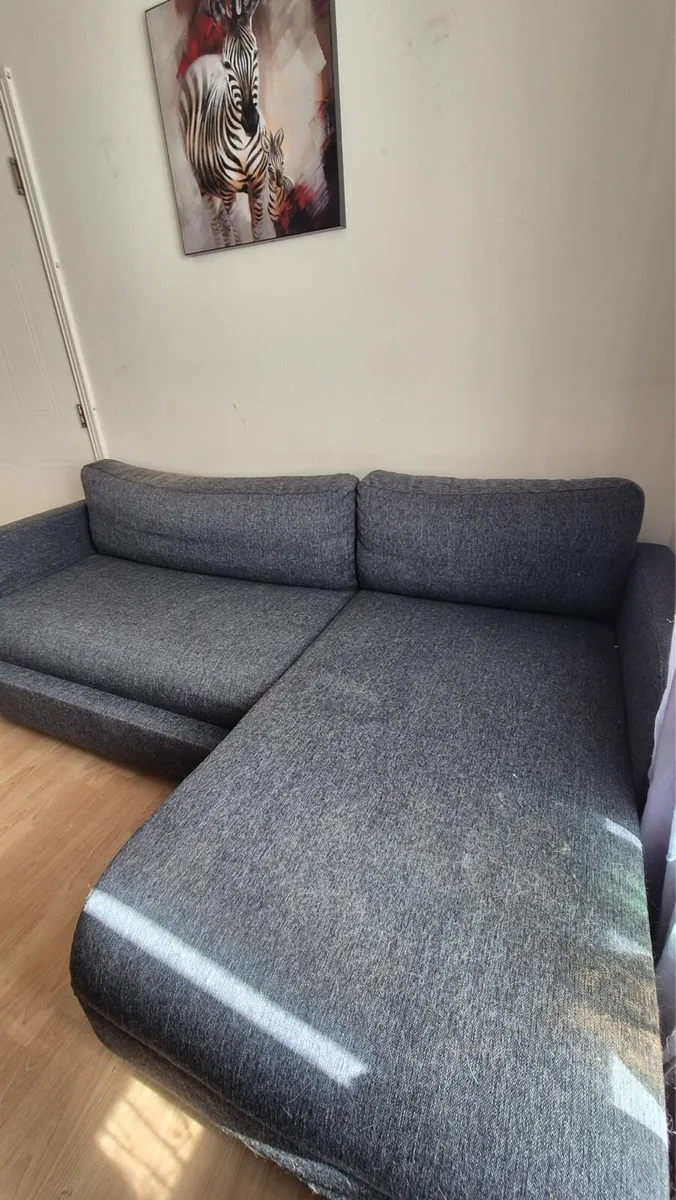Grey Sofa bed with storage for sale - Image 1