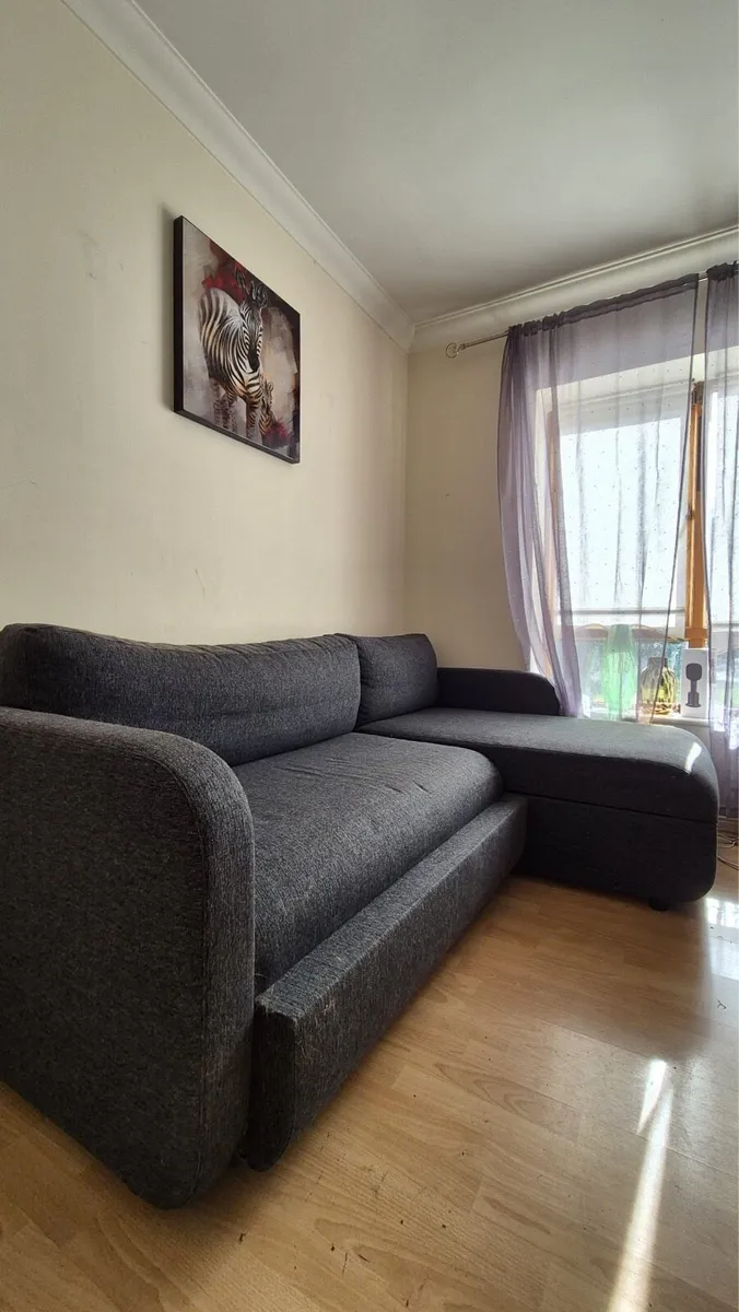 Grey Sofa bed with storage for sale - Image 2