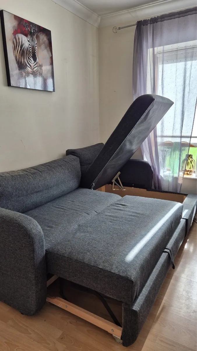 Grey Sofa bed with storage for sale - Image 3