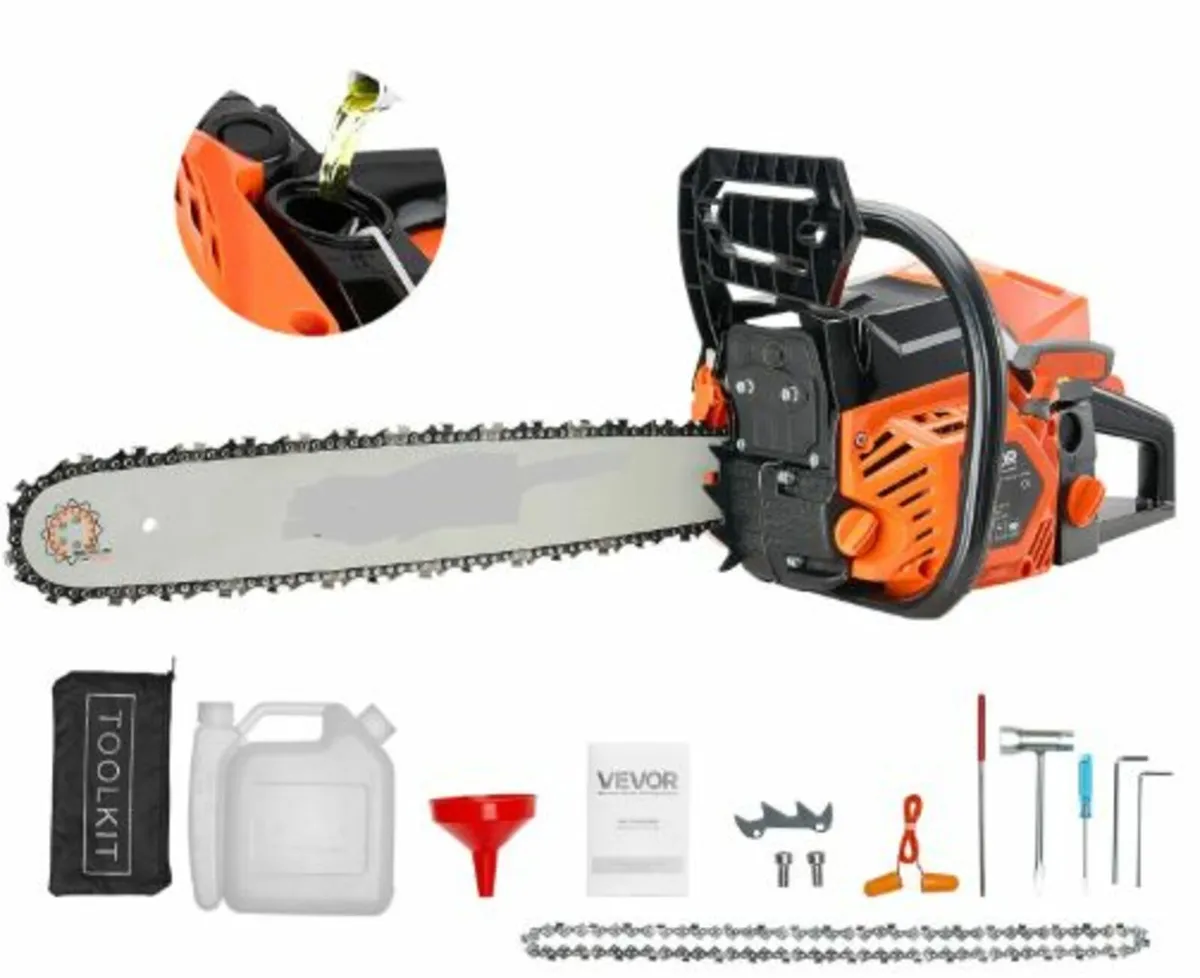 62cc Gas Chainsaw 3.6 HP Gas Powered 20 inch - Image 1