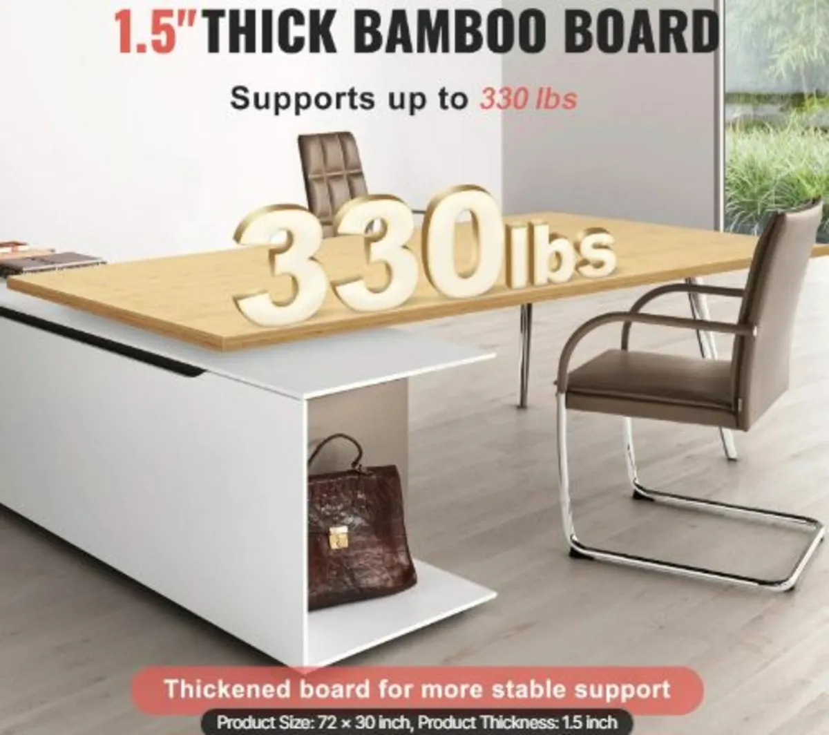 Table Top Bamboo Desk Top 70.9" x 29" x 1.5" - Image 2
