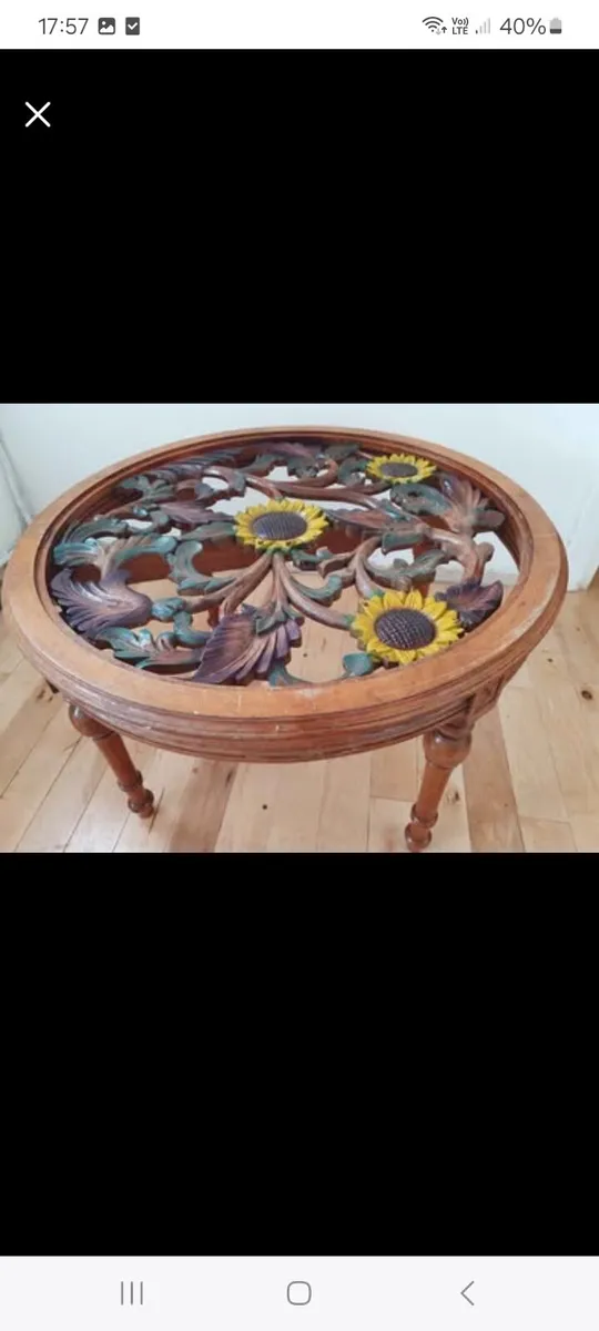 antique walnt pierced coffee table - Image 1
