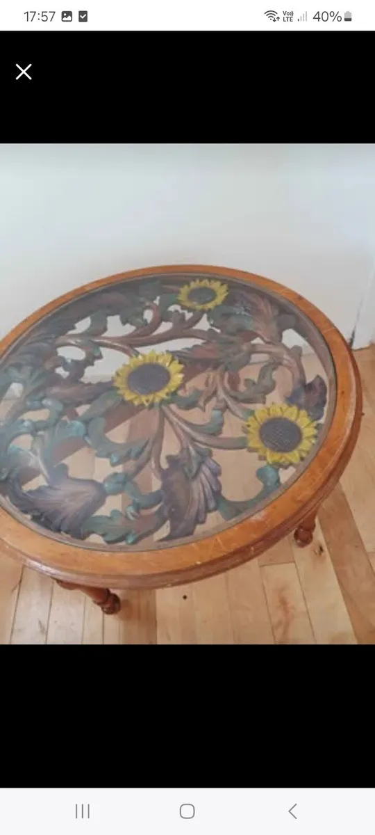 antique walnt pierced coffee table - Image 2