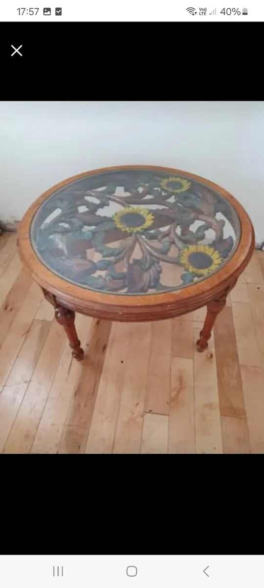 antique walnt pierced coffee table - Image 3