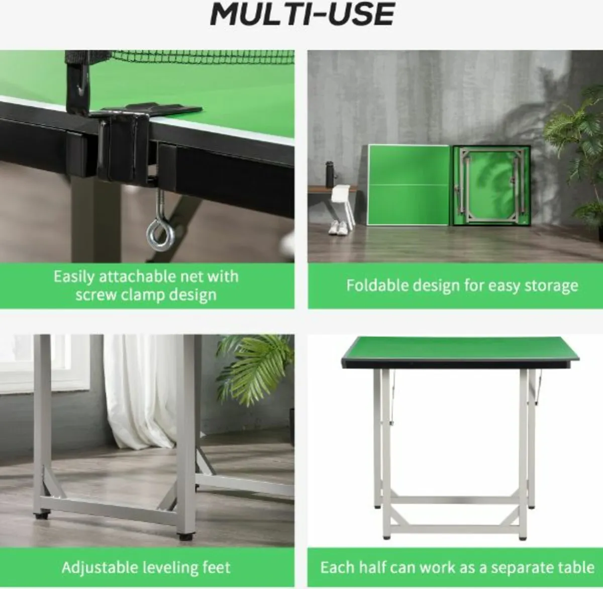 6ft 182cm Folding Ping Pong Table with Net, - Image 3