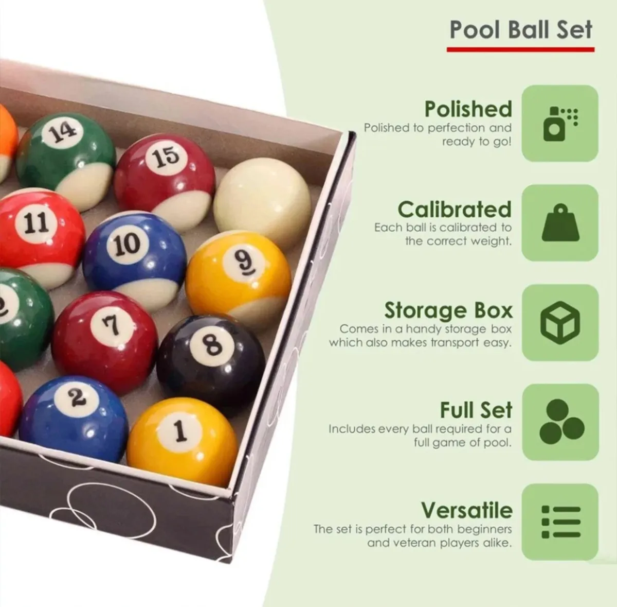 NEW Pool Balls Set 16Pcs Spots And Stripes - Image 3