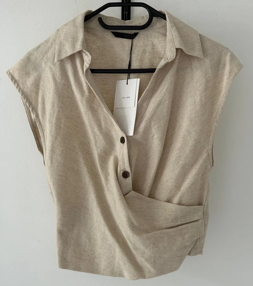 Brand New Zara Linen Blend Top - Size XS - Image 1