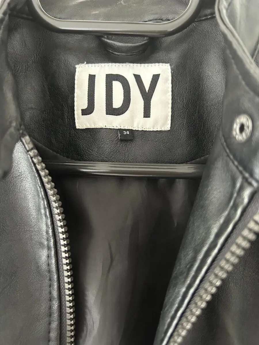 Black JDY Faux Leather Jacket - Size XS - Image 3