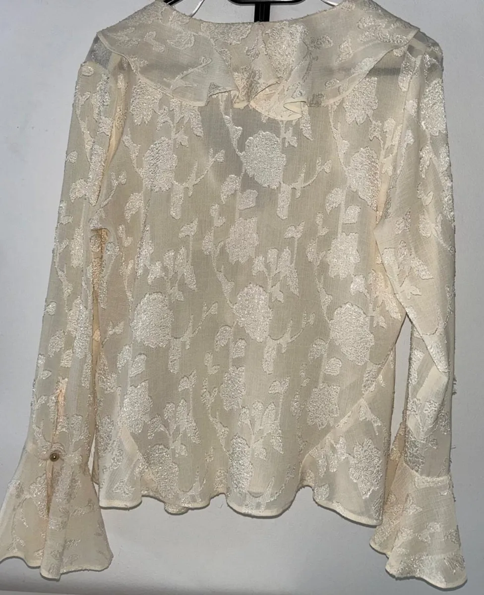 Zara Cream Floral Blouse - Size XS - Image 2