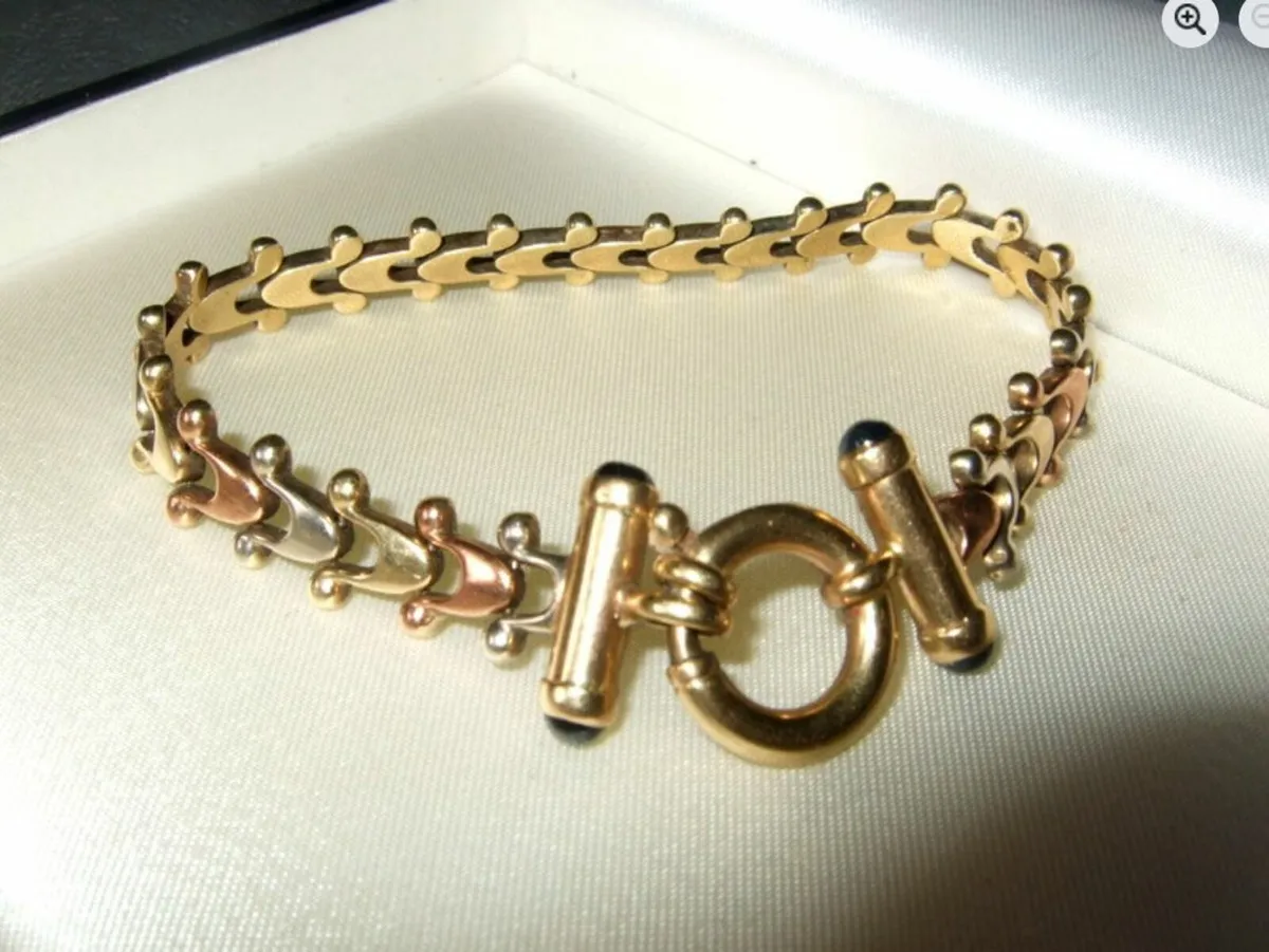 Vintage Hallmarked 9ct Gold-3 Colour Gold Bracelet - Image 2