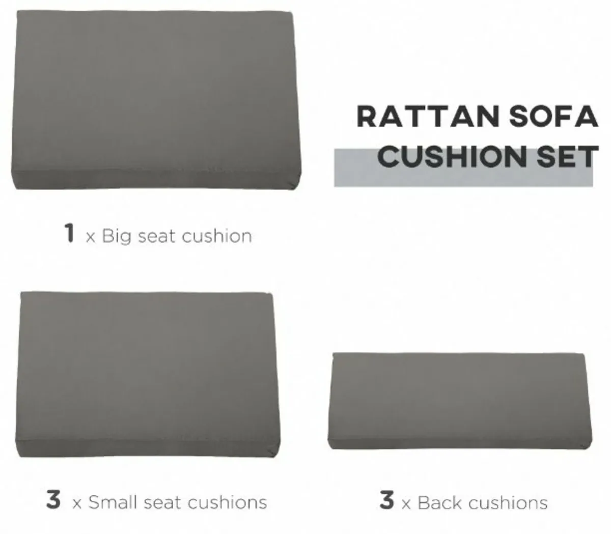 Cushion Pad Set for Rattan Furniture, 7 Piece - Image 4