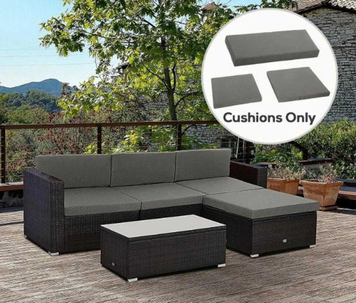 Cushion Pad Set for Rattan Furniture, 7 Piece - Image 3