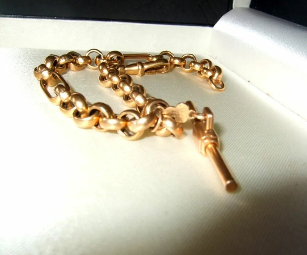 Vintage Chunky Hallmarked 9ct Gold Albert Bracelet - Image 2