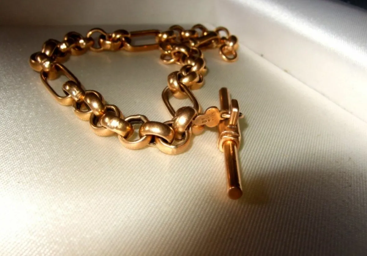 Vintage Chunky Hallmarked 9ct Gold Albert Bracelet - Image 4