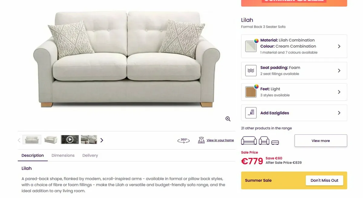 3 Seater Sofa Couch - Image 2