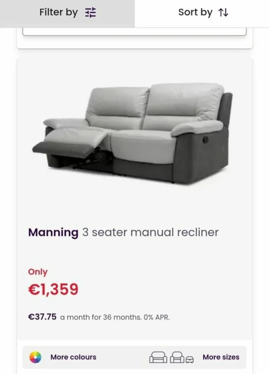 Manning 3 Seater Manual Recliner - Image 1