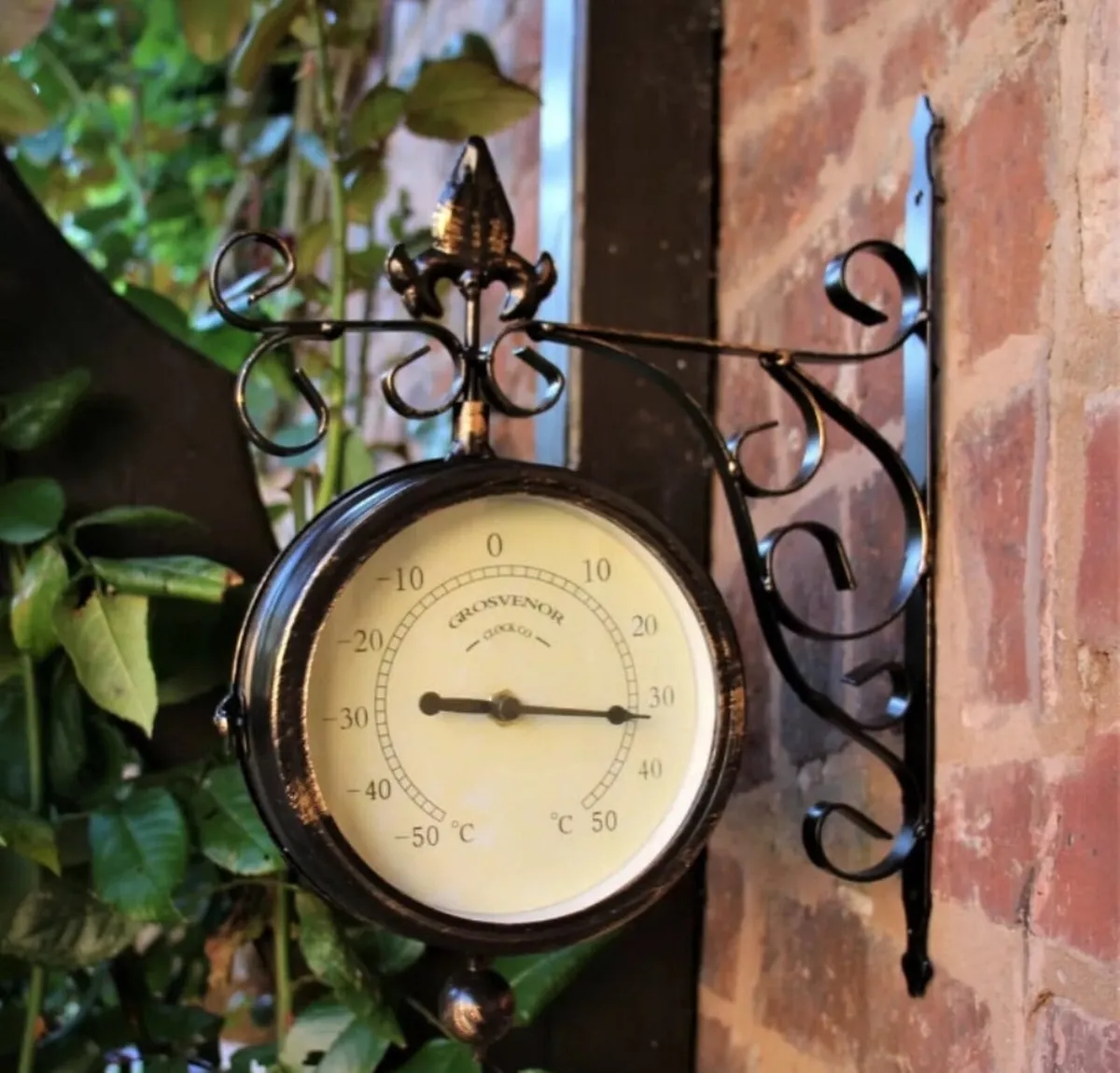 NEW Garden Station Outdoor Wall Clock Thermometer - Image 1