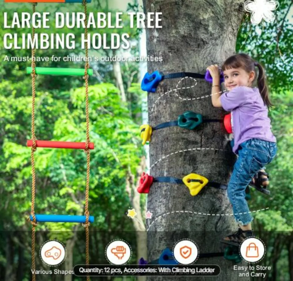 Ninja Tree Climbing Kit 12 Climbing Holds 6 - Image 2