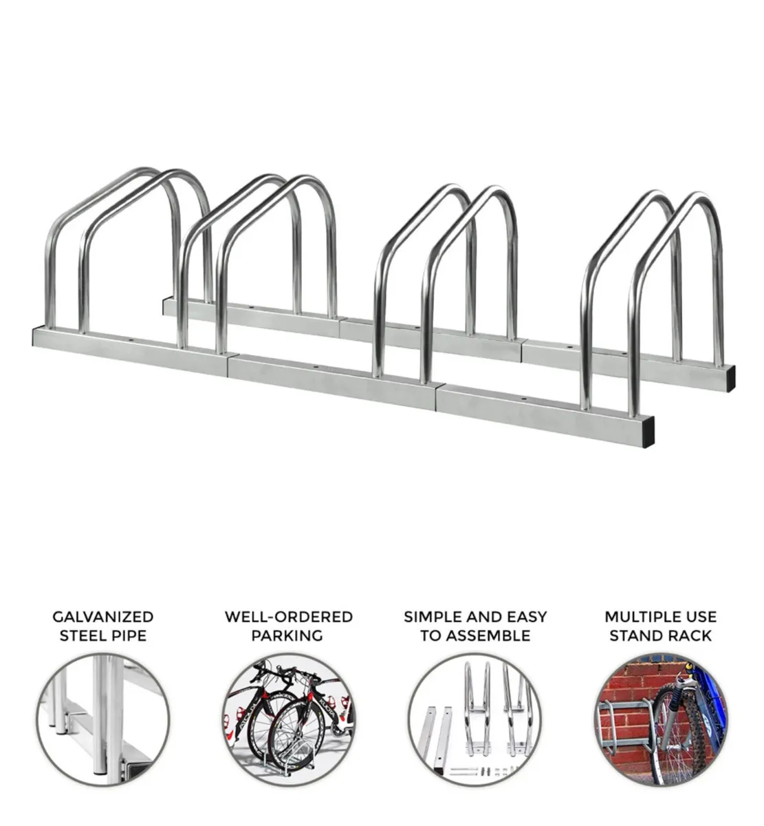 4 Bicycle Parking Rack Bike Stand Steel NEW - Image 4