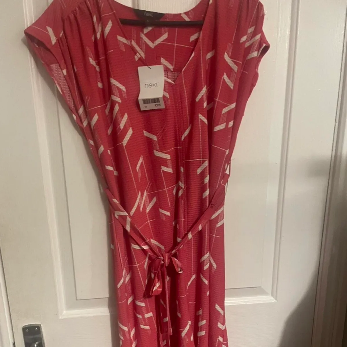Next pink and white dress with tie - Image 1