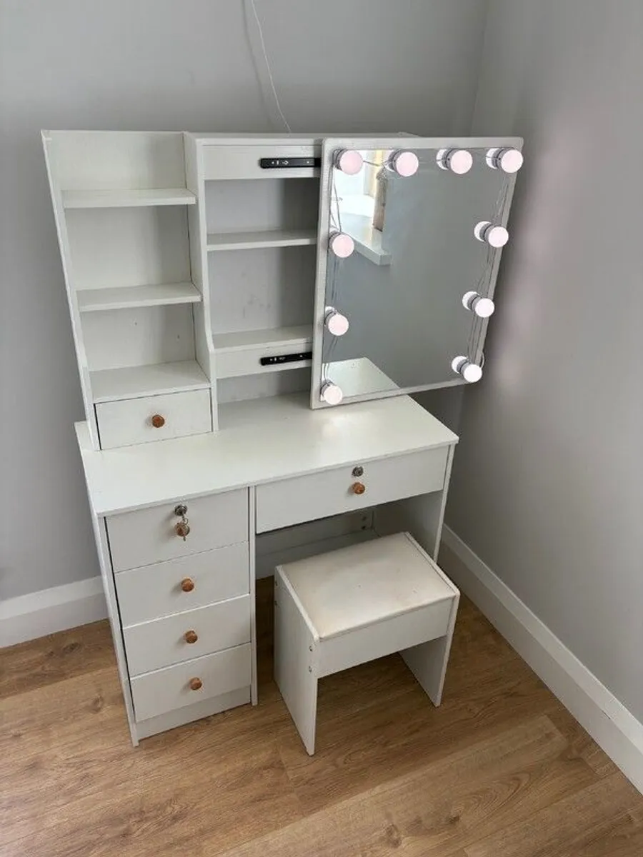 Dressing Table with Mirror and Stool - Image 2