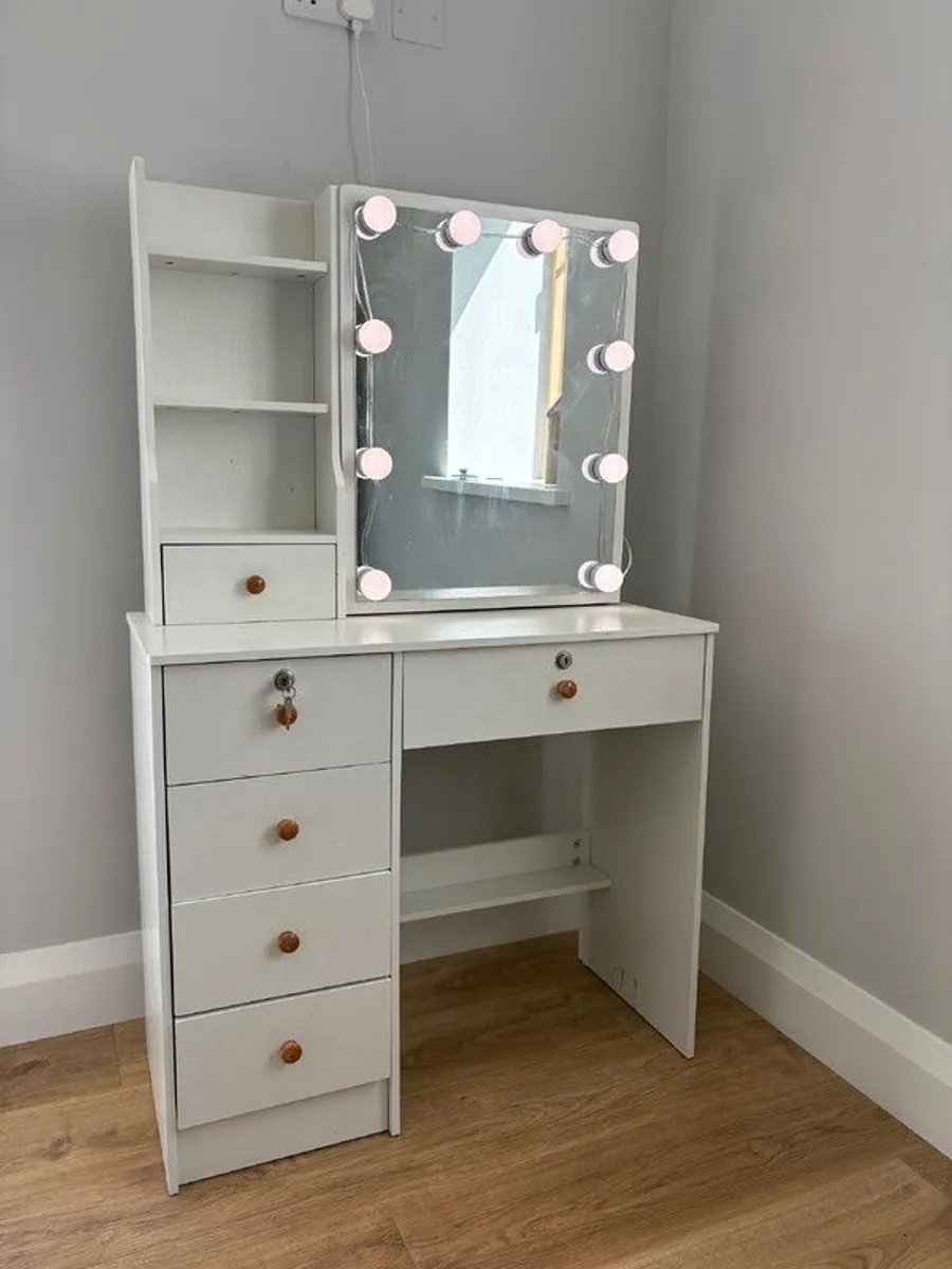 Dressing Table with Mirror and Stool - Image 4